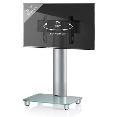 TV Standfuß Ständer Rack Alu Glas Rollen Bilano