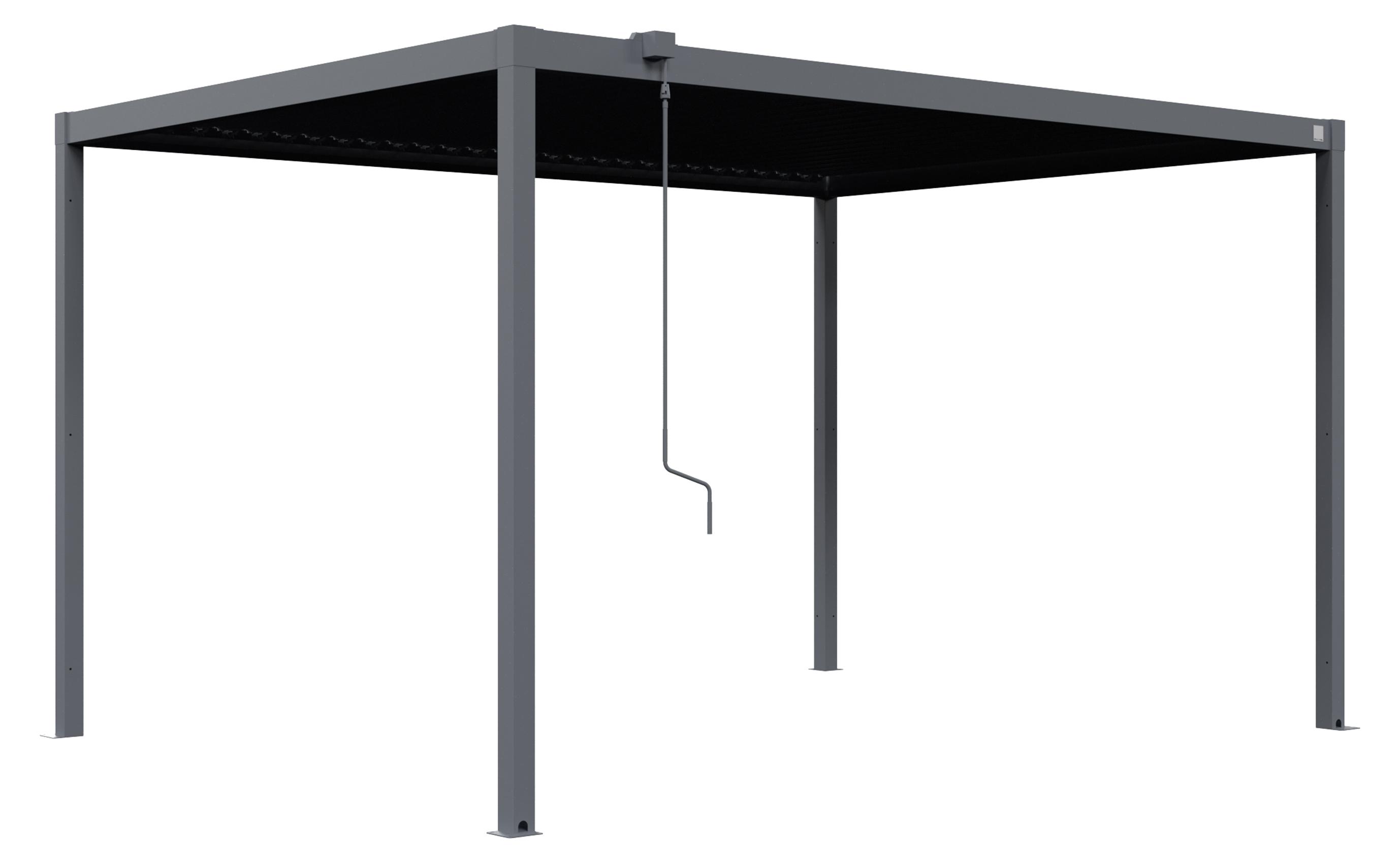 PRIMEYARD Pergola 3x4 m Pfosten und Lamellendach aus Stahl - anthrazitfarbene Terrassenüberdachung