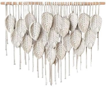 Inspire Select Large Boho Macrame Wall Hanging Handwoven Cotton Leaf & Feather Tapestry For Chic Home Decor 4