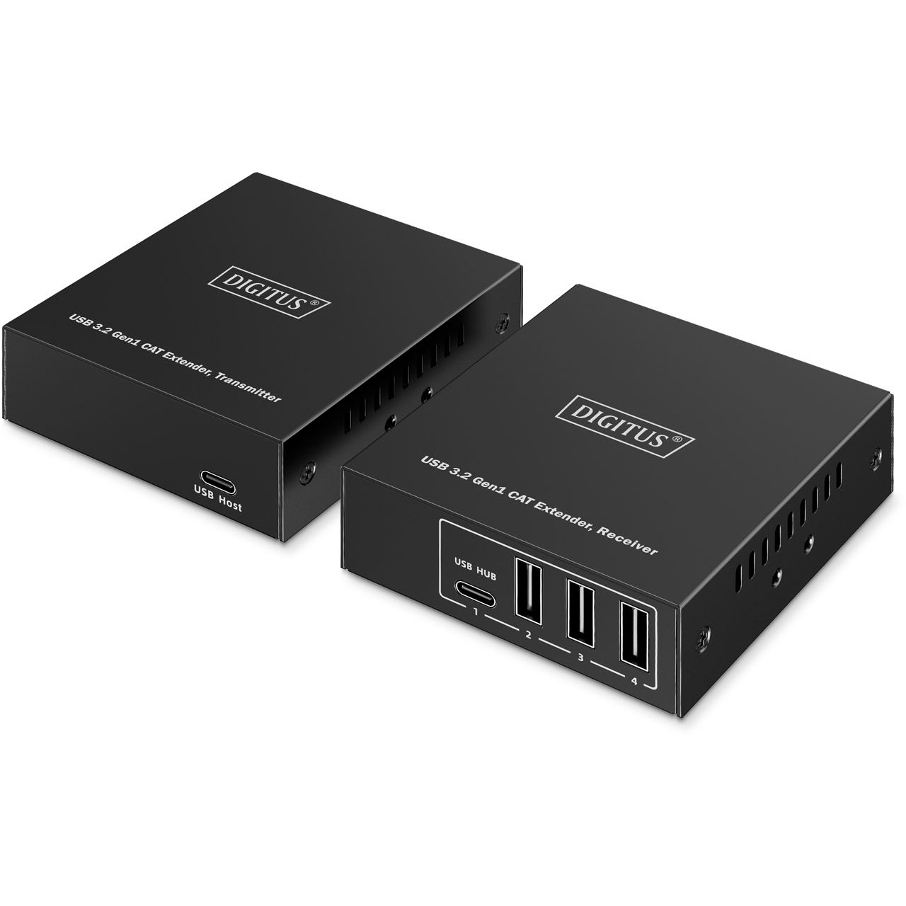 Digitus USB Extender 3xUSB-A 1xUSB-C mit CAT-Kabel schwarz