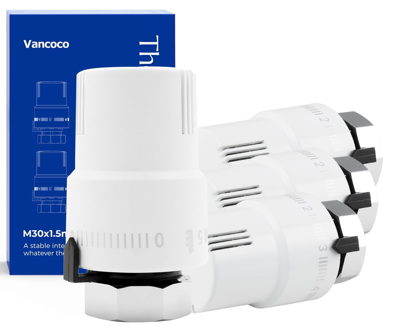 Selius 4 stuks M30 x 1,5 mm thermostaatkop radiatorventiel voor verwarming