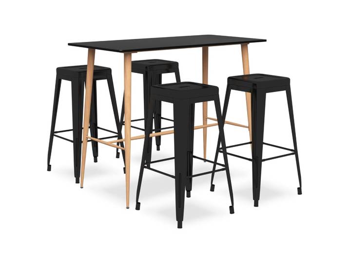 vidaXL 5-tlg. Bar-Set Schwarz