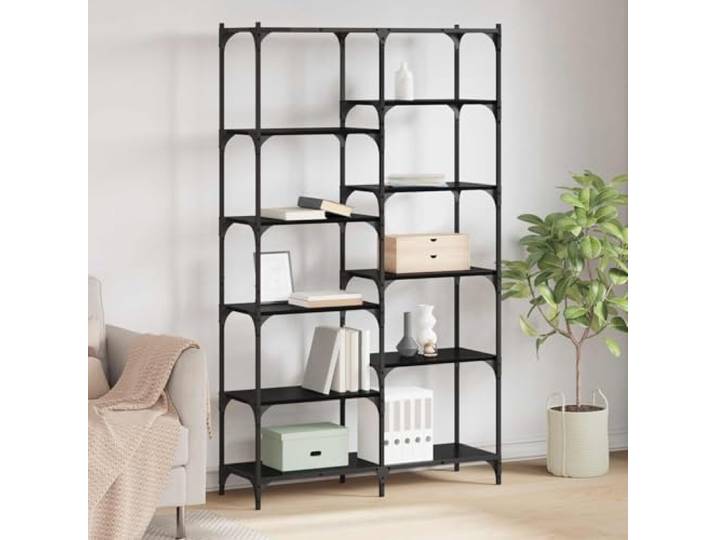 Standregal mit 9 Ebenen aus Holzwerkstoff und Metallrahmen, 100 x 32 x 170 Freistehendes Regal, 9 Ablagen, Holzwerkstoff, Metallrahmen, industrieller Stil, Bücher und Deko