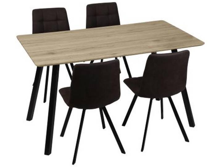 Livetastic Tischgruppe, Anthrazit, Schwarz, Eiche, Holz, Metall, Pappel, Sperrholz, Rundrohr, Esszimmer, Tische, Esstische