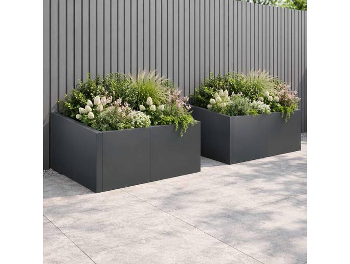 vidaXL Stützmauer 4 Stk. 100 x 100 x 40 cm Stahl Anthrazit