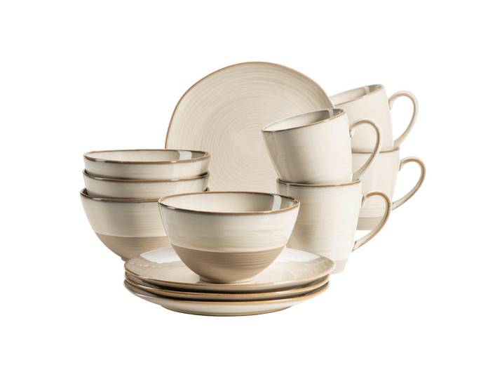Mäser Frühstücksset Nottingham, Beige, Keramik, 12-teilig, 420 ml,600 ml, Essen & Trinken, Geschirr, Geschirr-Sets, Kaffeeservice