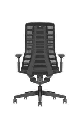 Interstuhl Bürostuhl PUREis3, verstellbare Armlehnen, 3D-Auto-Synchronmechanik, Muldensitz, Netzrücken, schwarz/schwarz