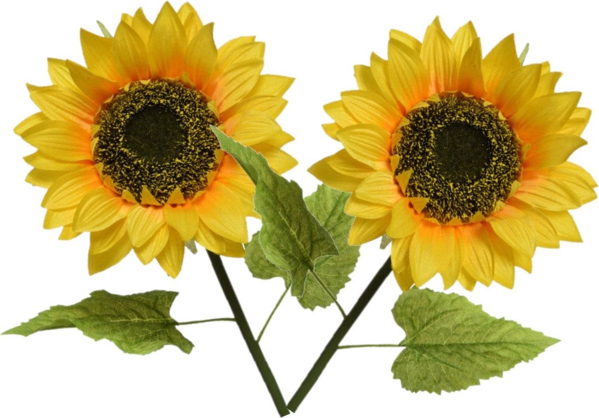 Set van 5 gele kunstzonnebloemen Helianthus van Bellatio Flowers & Plants, Hoogte: 76 cm