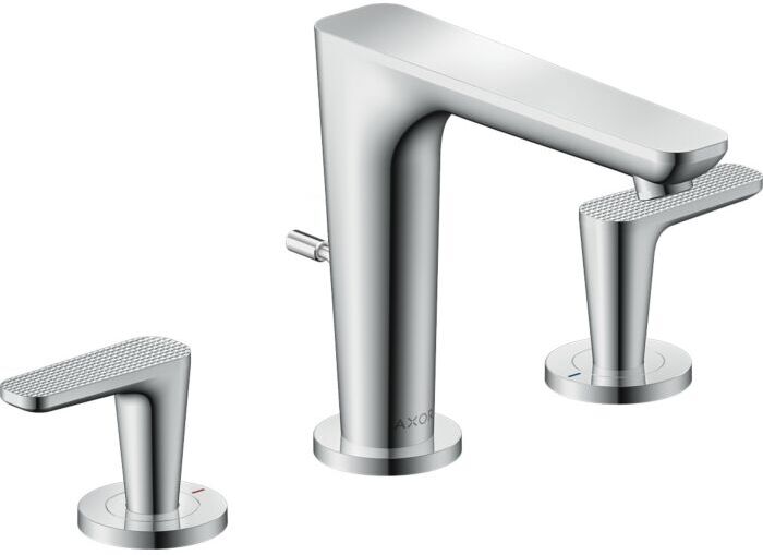 Hansgrohe Axor Citterio C Waschtisch-3-Loch-Armatur 49061000 cubic cut, chrom, Ausladung 135mm, Zugstangen Ablaufgarnitur