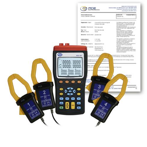 PCE Instruments PCE-360-ICA Netz-Analysegerät kalibriert (ISO) 3phasig mit Loggerfunktion, inkl. Stromzangen, Energiemessungen