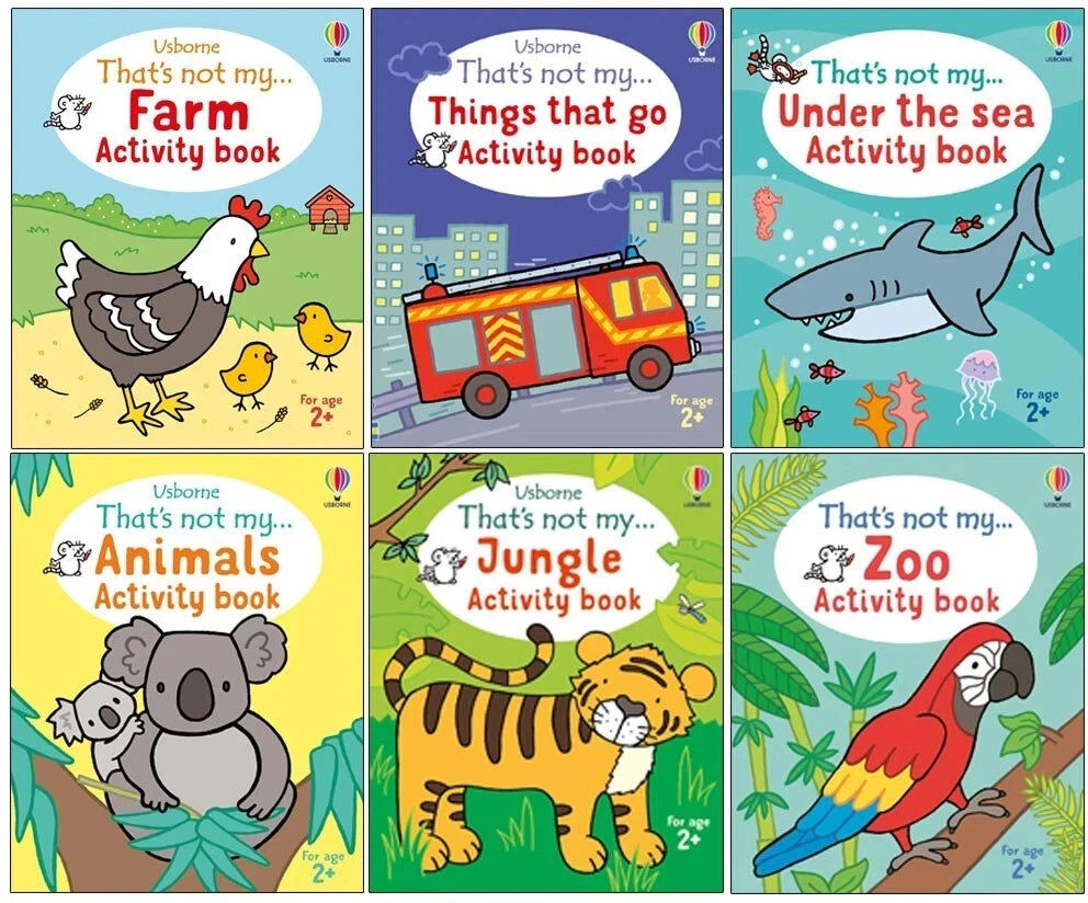 Usborne That's Not My Acitivity Book Series 6 Books Collection Set (Zoo, Jungle, Animals, Under the Sea, Things That Go, Farm)