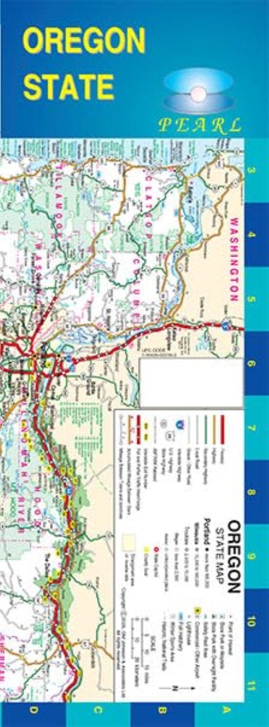 Carte plastifiée - Oregon, avec encart de Portland   GM Johnson