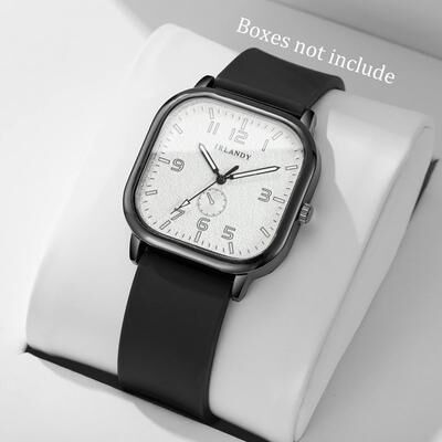 Inspire Select Square Dial Quartz Watch With Silicone Strap Fashion Casual Wristwatch For Women & Students white No Box