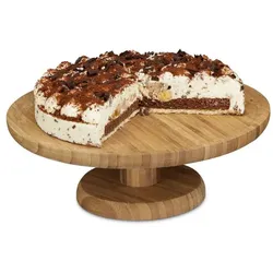 Relaxdays Tortenplatte Bambus Ø 33 cm Hellbraun