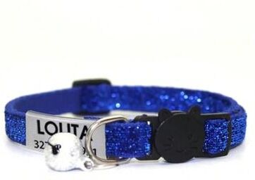 Uplift Picks Customized Glitter Cat Collar With Engraved ID Tag blue