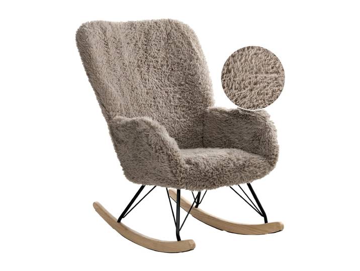 Fauteuil à bascule fourrure synthétique taupe