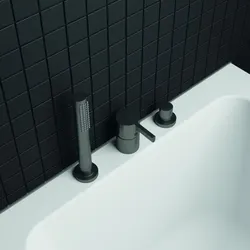 Ideal Standard Joy Waschtisch-3-Loch-Armatur BC788A5 Magnetic Grey, für Wannenrandmontage, ohne Auslauf