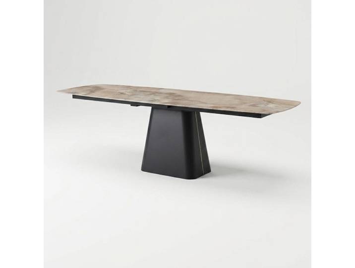 Xlmoebel Esstisch Moderner Esstisch aus Metall mit Keramik-Oberfläche in Beige, Made in Europa