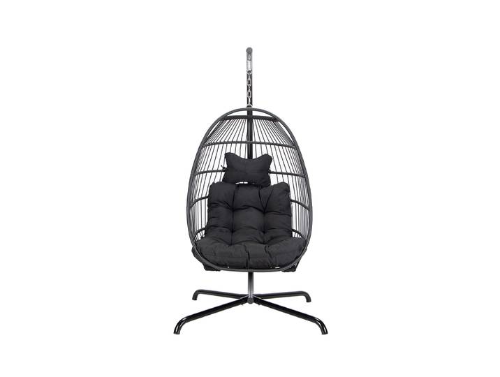 Fauteuil suspendu HOME DELUXE LOMA – Pliable\, 1 place\, noir Panier suspendu\, chaise suspendue\, meubles de jardin\, balancelle