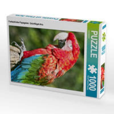 CALVENDO Puzzle Farbenfrohe Papageien: Grünflügel-Ara. | 1000 Teile Lege-Größe 64x48cm Foto-Puzzle für glückliche Stunden