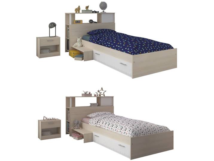 Jugendzimmer-Set PARISOT Parisot Kinderimmer Charly 17 , weiss (109, akazie, 23, weiß), B:121cm H:67cm, Holzwerkstoff, Schlafzimmermöbel-Sets, Jugendzimmer-Set