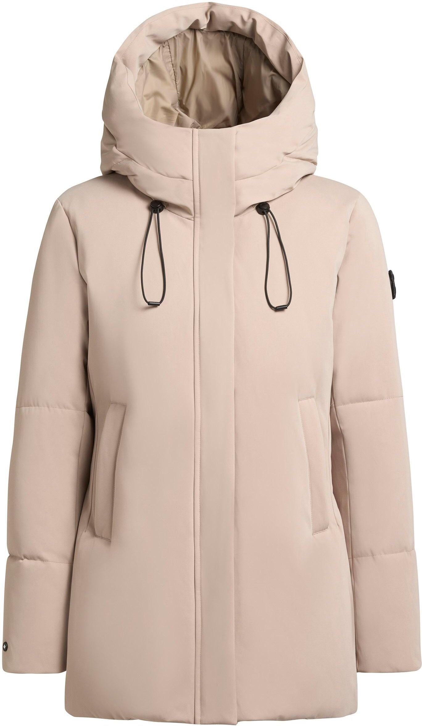 Kurzmantel KHUJO "Kurzmantel Allap", Damen, Gr. XS, beige (macaroon beige), Obermaterial: 55% Baumwolle CO. 45% Polyester PES.  Obermaterial: Futter: 100% Nylon NY. 100% Polyester PES., Mäntel Kurzmantel