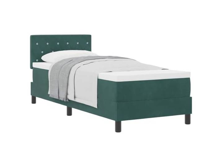 PUGYNBK Boxspringbett, Dunkelgrün, 80 x 200 cm, Samt Verstellbares Kopfteil, Lattenrost, Kunstleder, Kiefernholz, Innengebrauch
