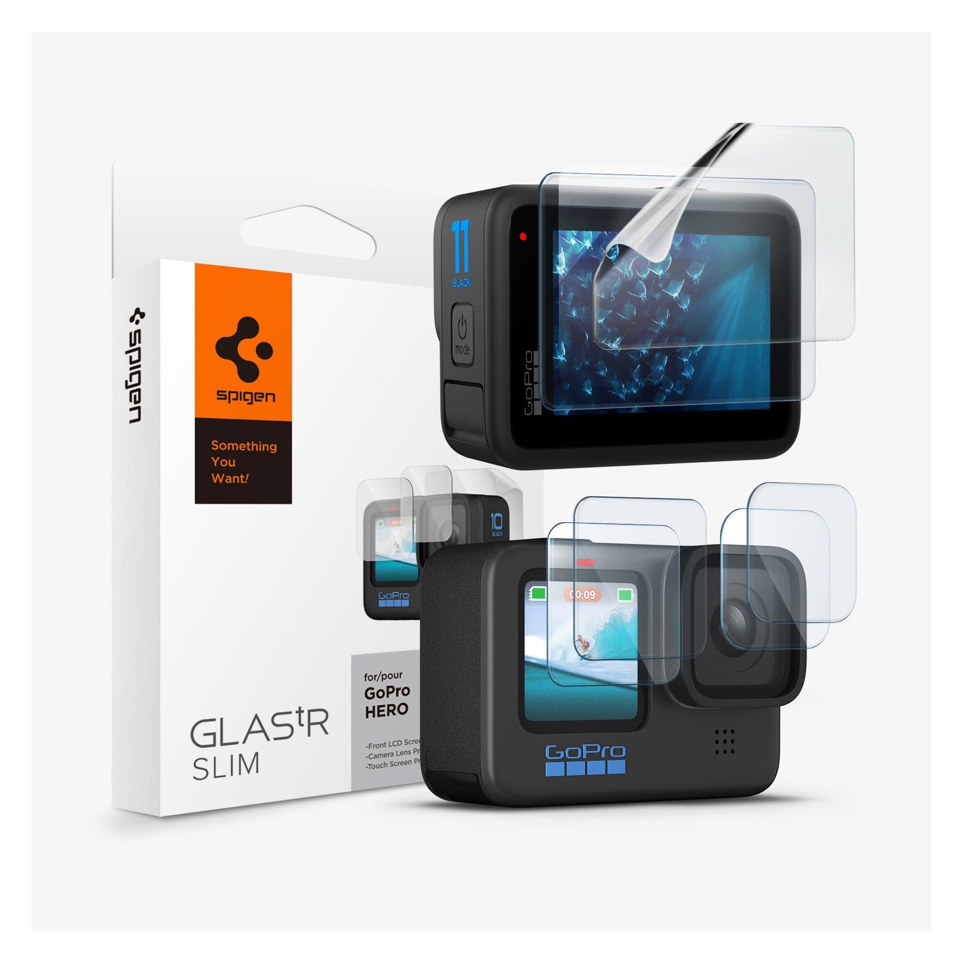 Spigen GlasTR Slim + Film 2-Set - Zestaw szkieł i folii do GoPro Hero 12 / 11 / 10 / 9 (2 zestawy) (AGL03045)