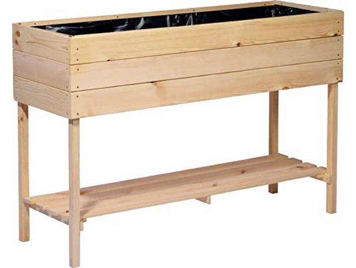 dobar® breites Hochbeet XL aus Holz - Erhöhtes Gemüsebeet - Kräuterbeet aus Massiv-Holz - Pflanzkasten für Balkon/Garten/Terrasse - Salatbeet für die Anzucht - 117 x 40 x 78 cm