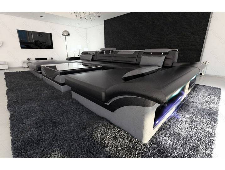 Mini Wohnlandschaft Monza Eleganz U-Form aus Leder