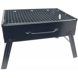 Mobiler Holzkohle-Grill - Picknick, Camping & Schrebergärten - Schützt Rasen vor Hitze, klappbare Beine, feuerfeste Grillschale - 35x27x20cm