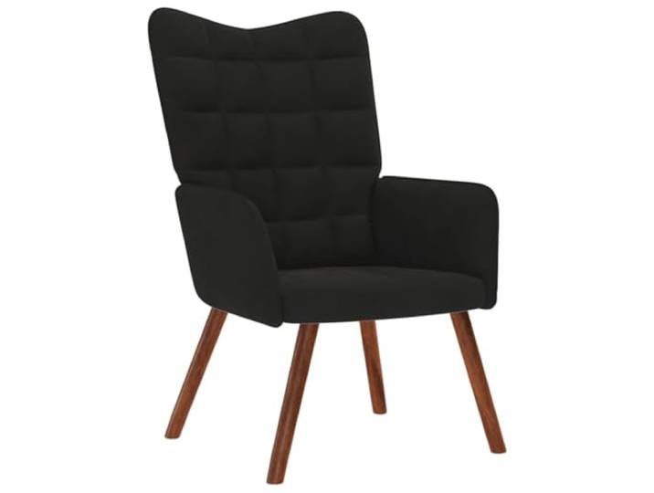 Relaxsessel aus schwarzem Samt mit gepolsterter Rückenlehne und Füßen Weiche Sitzfläche, bequeme Armlehnen, zeitloser Stil, ideal für Wohnzimmer, Schlafzimmer oder Büro, weicher und glatter Bezug
