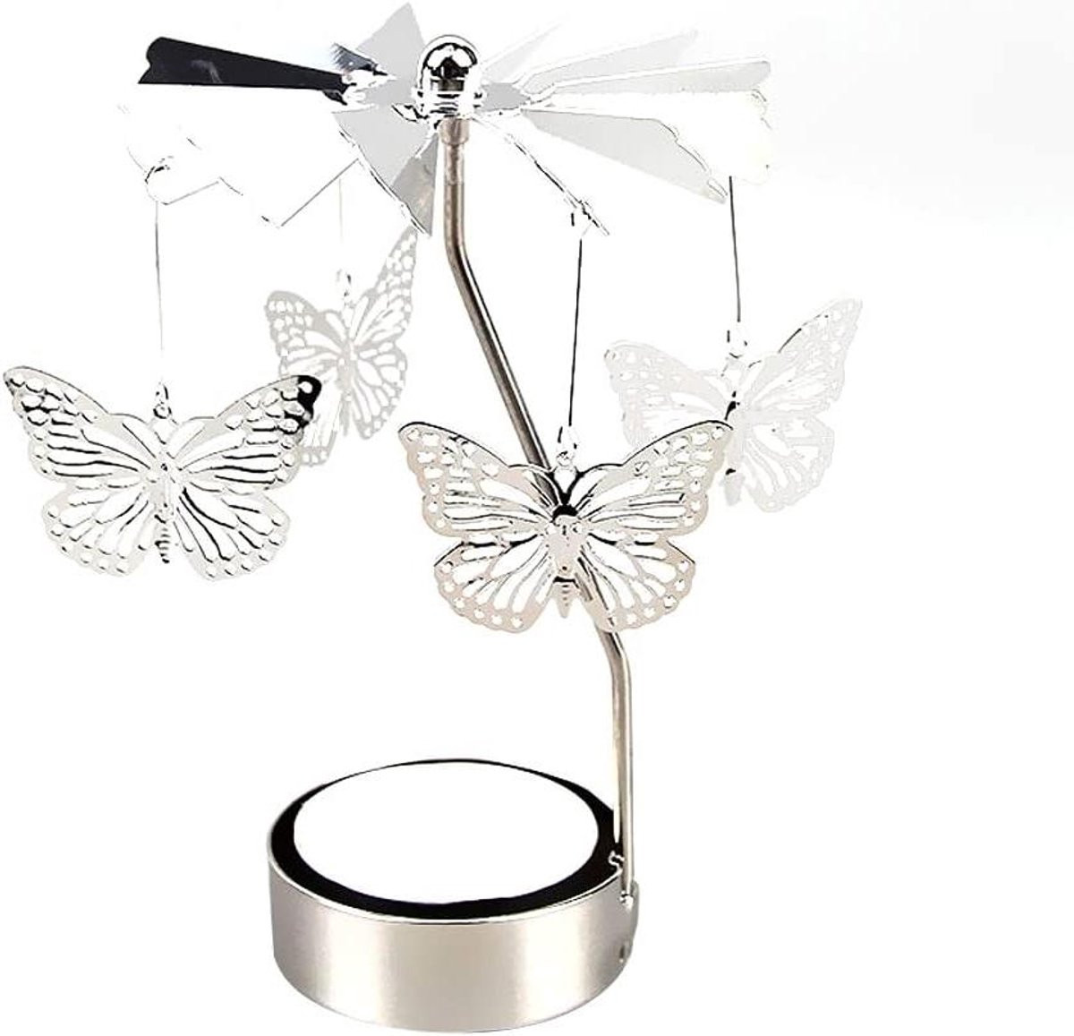Vlinder Theelicht Carrousel - Roterende Kaarsenhouder - Goud - Hoogte: 13 cm