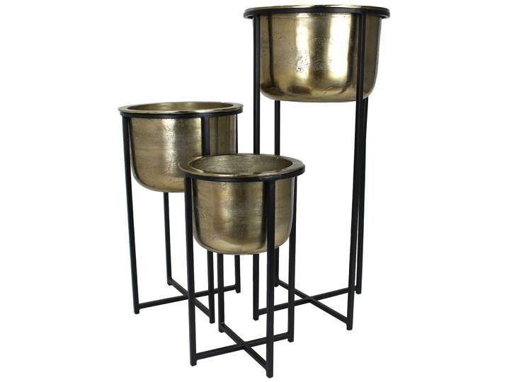 Blumentopf 3er-Set Bloem - Farbe: Gold - Material: Aluminium