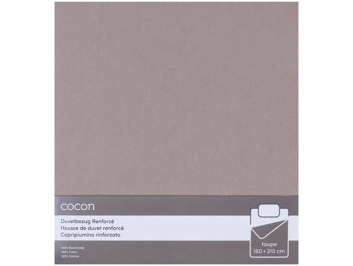 COCON Duvetbezug Taupe Baumwolle 160 x 210 cm - Material: Renforcé - Duvetbezug