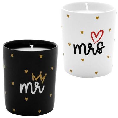 Kerzen-Set Motiv 'Hochzeit Mr. & Mrs.'