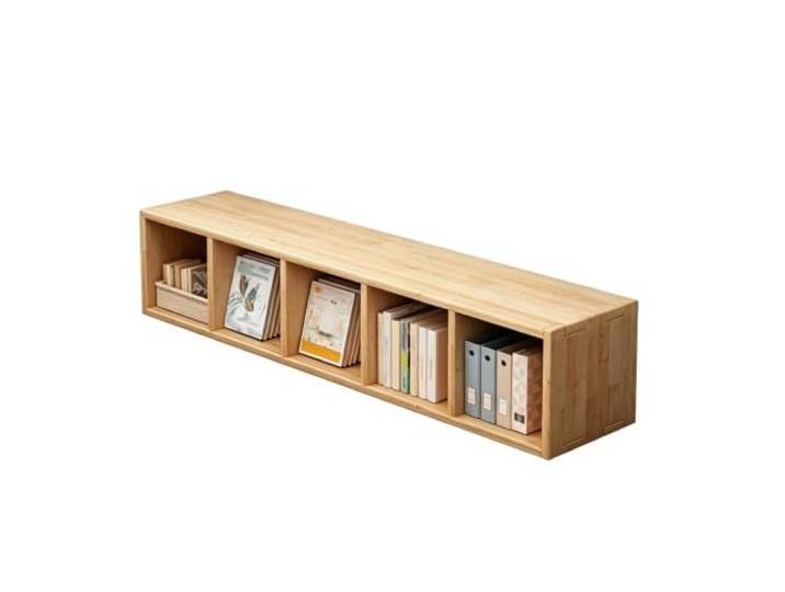 Lowboard Massivem Kiefernholz, 150cm L, 40kg Tragkraft, Stauraum Tv Schrank Offene Ablagefächer, Zapfenverbindung, Standmodell, für Wohn und Schlafzimmer