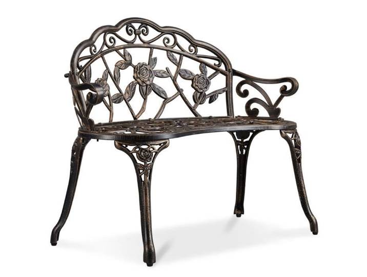 Banc de Jardin Extérieur en Aluminium - Bronze Vintage avec Dossier - Yaheetech
