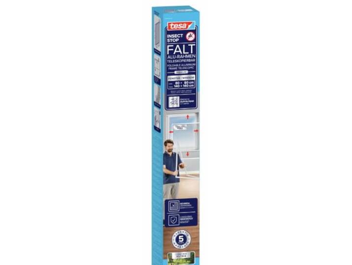 tesa Insect Stop FALT Fliegengitter Fenster - 80-140 cm - Weiß