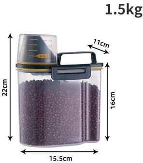 Uplift Essentials Pet Food Storage Container With Measuring Cup And Airtight Seal 1.5kg Black