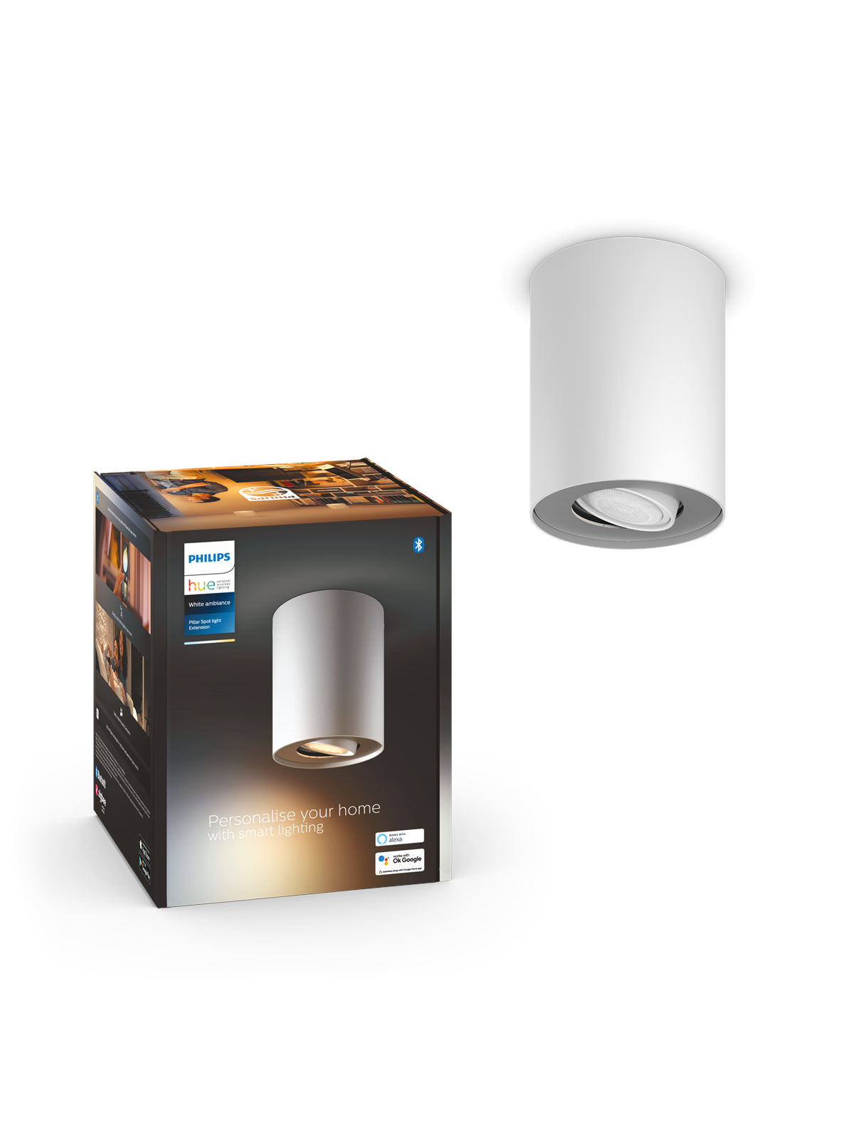 Philips Hue Pillar Single Spotlight - White - No Dimmer Switch