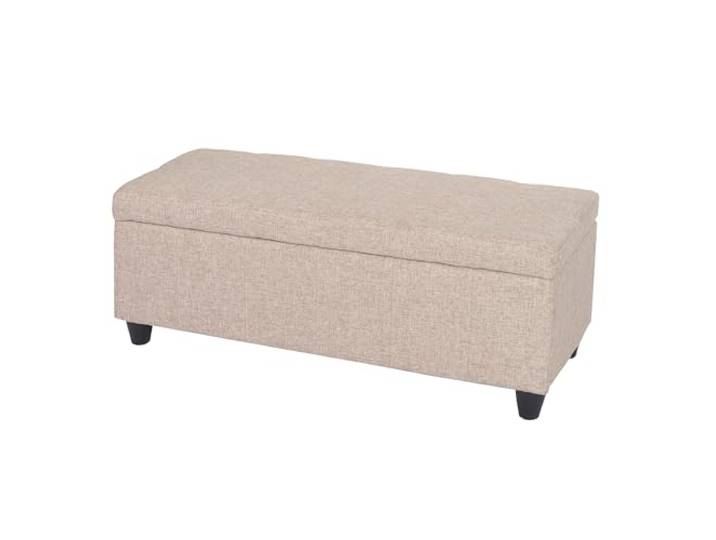 Berlinlodge Aufbewahrungs-Truhe Lars HxBxT 45x114x45cm Stoff/Textil Beige Sitzbank Bank Stauraum groß platzsparend Wohnzimmer Kinderzimmer Schlafzimmer