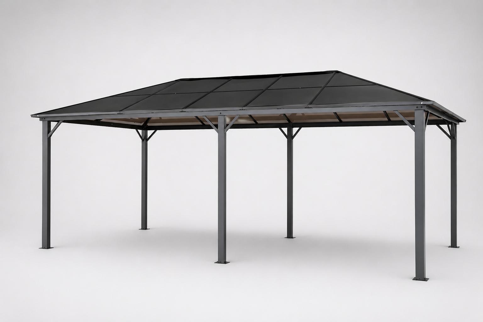 4iQ Hardtop Gartenpavillon 3x6 m mit Polycarbonatdach - Metall Pavillon für Terrasse & Garten, 18 m² Anthrazit