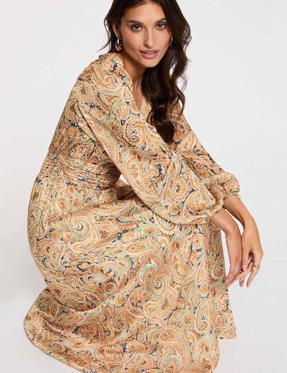 MORGAN Robe longue imprimée manches longues col v