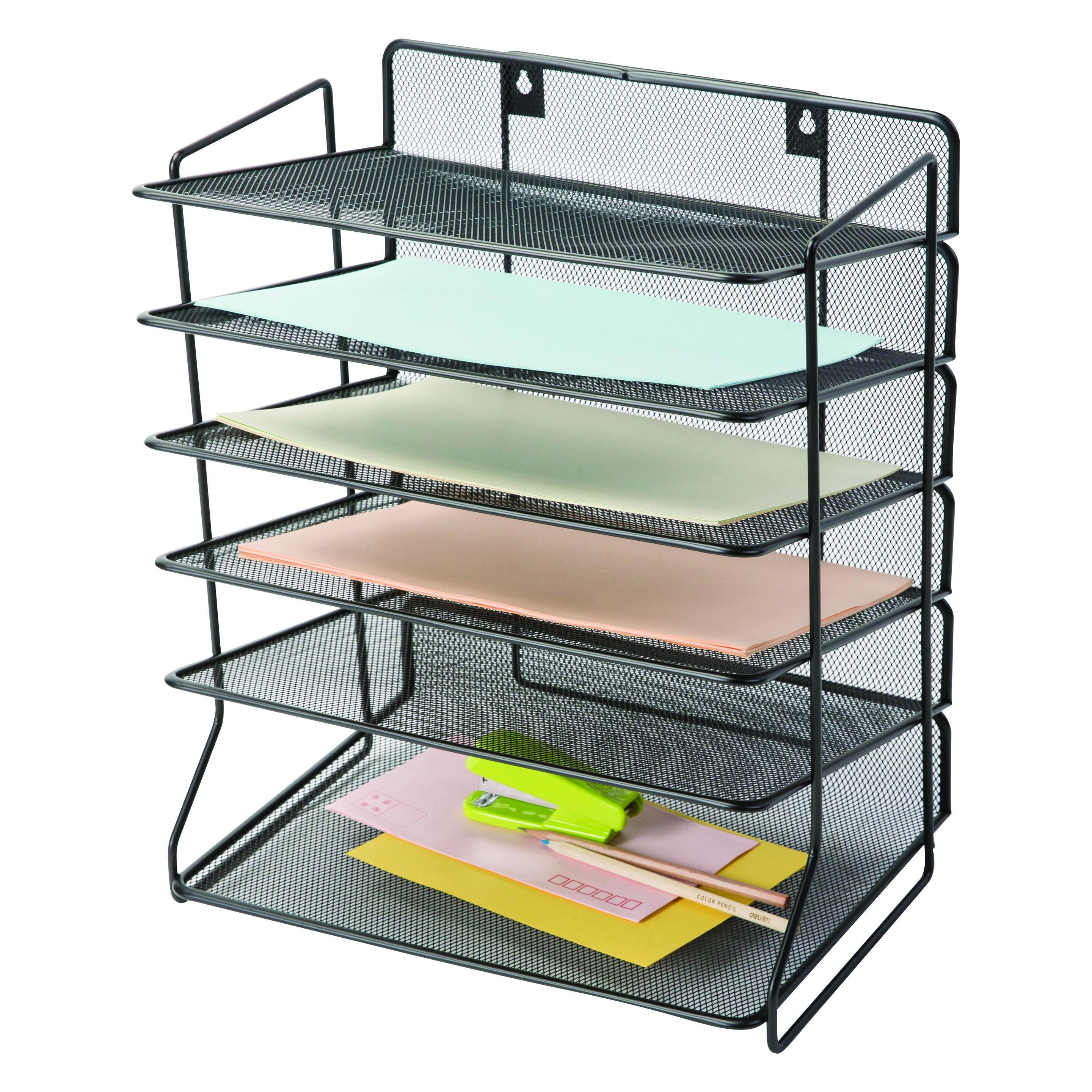 Q-Connect Sorter für Office Set, Metall, 6 Einlegeböden, schwarz (A4) (KF17289)