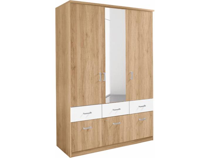 Kleiderschrank RAUCH Kleiderschrank Schrank Garderobe deckenhoher Schrank BREMEN , beige (struktureichefarben hell, oberer schub weiß), B:136cm H:199cm T:58cm, Holzwerkstoff, Schränke, Kleiderschrank, in vielen Farbvariationen, inkl. Kranzblende MADE IN GERMANY