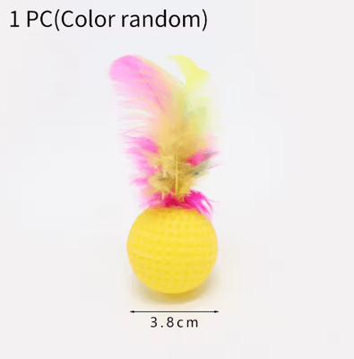 Inspire Picks Colorful Feather Golf Ball Cat Toy Set Interactive Catch & Chase Toys For Curious Cats feather Golf Ball random Color