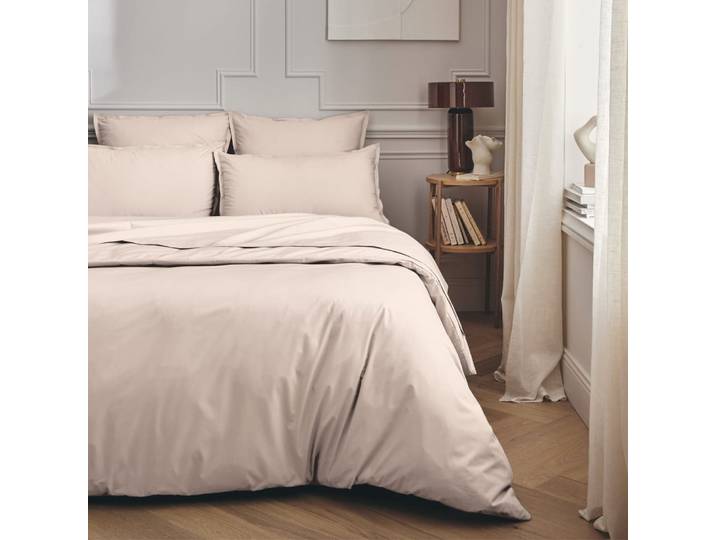 Parure de lit en percale de coton rose lingerie 200x200