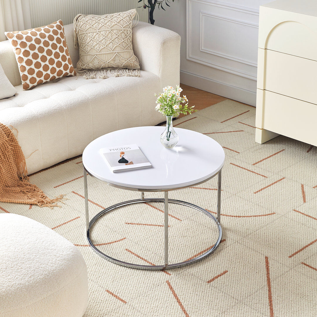 Ivy Bronx Aralyn Floor Shelf Coffee Table White 45cm H X 70cm W X 70cm D