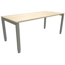 fm Büromöbel Manuell höhenverstellbarer Schreibtisch »Oldenburg« 180 cm 4-Fuß Rechteckrohr braun, 180x85x80 cm